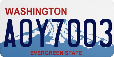 WA license plate AOY7003