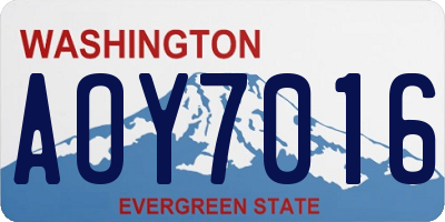 WA license plate AOY7016
