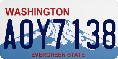 WA license plate AOY7138