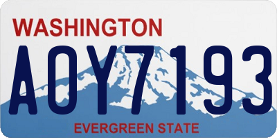 WA license plate AOY7193