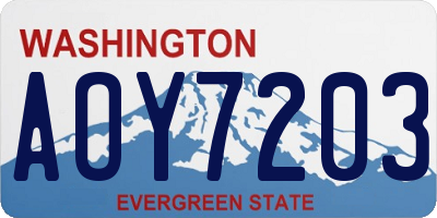 WA license plate AOY7203