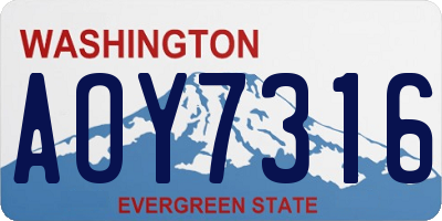 WA license plate AOY7316