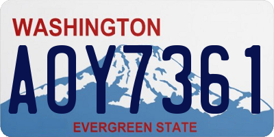 WA license plate AOY7361