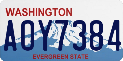 WA license plate AOY7384