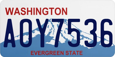 WA license plate AOY7536