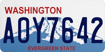 WA license plate AOY7642