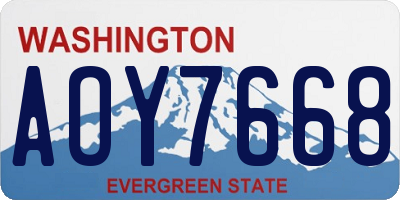 WA license plate AOY7668
