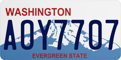 WA license plate AOY7707