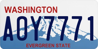 WA license plate AOY7771