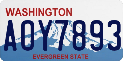 WA license plate AOY7893