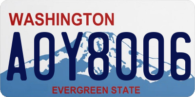 WA license plate AOY8006