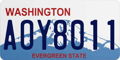 WA license plate AOY8011