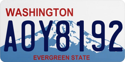 WA license plate AOY8192
