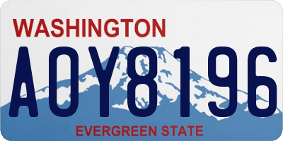 WA license plate AOY8196