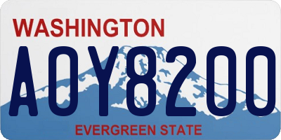 WA license plate AOY8200