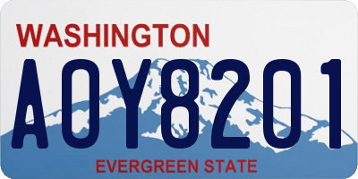 WA license plate AOY8201