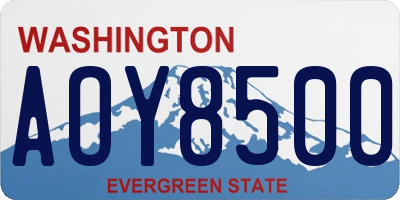 WA license plate AOY8500
