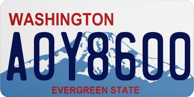 WA license plate AOY8600