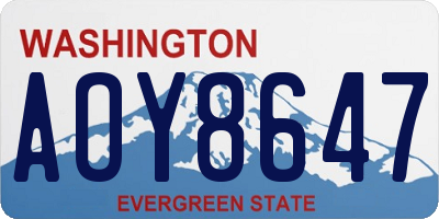 WA license plate AOY8647