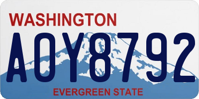 WA license plate AOY8792