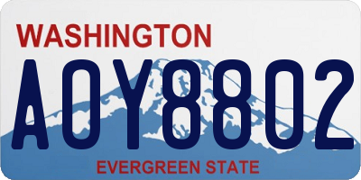 WA license plate AOY8802