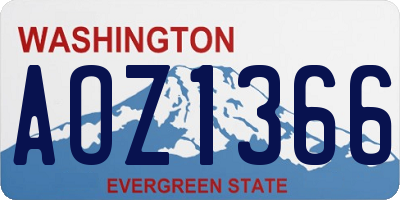 WA license plate AOZ1366
