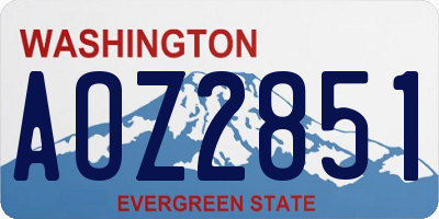 WA license plate AOZ2851