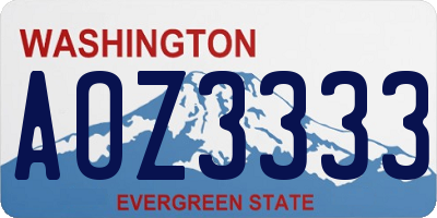 WA license plate AOZ3333