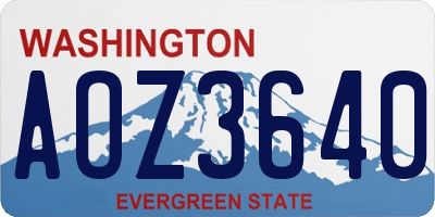 WA license plate AOZ3640