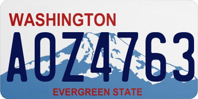 WA license plate AOZ4763