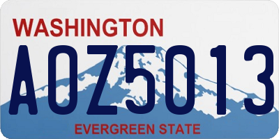 WA license plate AOZ5013