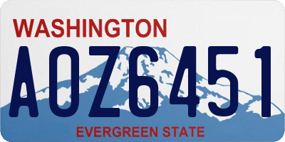 WA license plate AOZ6451