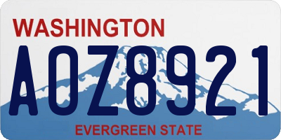 WA license plate AOZ8921