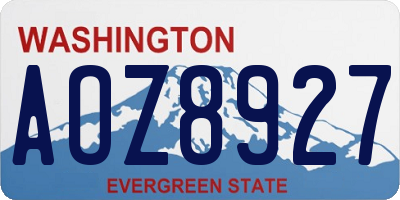 WA license plate AOZ8927