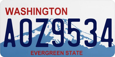 WA license plate AOZ9534
