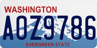 WA license plate AOZ9786