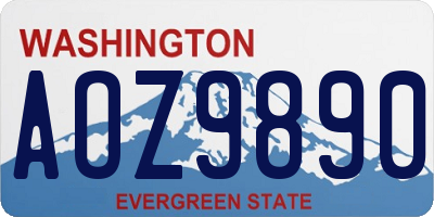 WA license plate AOZ9890