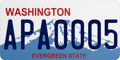 WA license plate APA0005