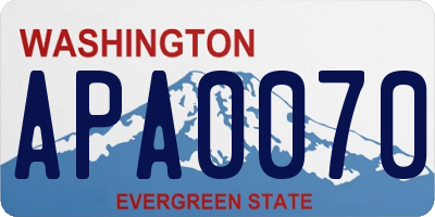 WA license plate APA0070
