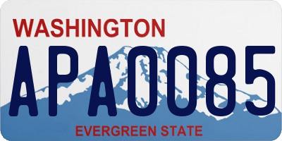 WA license plate APA0085