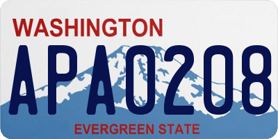 WA license plate APA0208