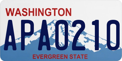 WA license plate APA0210