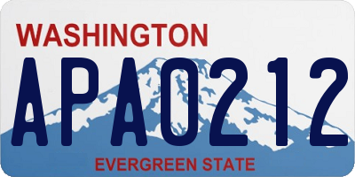 WA license plate APA0212