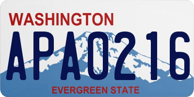 WA license plate APA0216