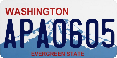 WA license plate APA0605