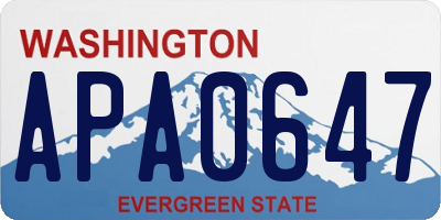 WA license plate APA0647