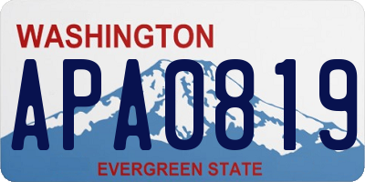 WA license plate APA0819