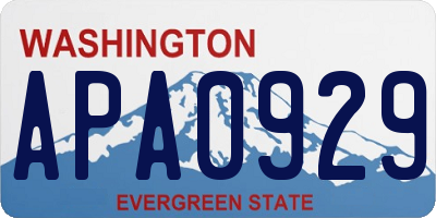 WA license plate APA0929