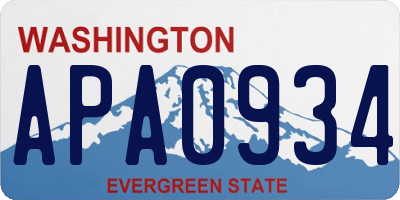 WA license plate APA0934
