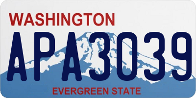 WA license plate APA3039